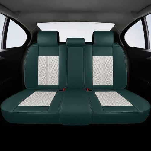 Beige & Green Car Seat Covers