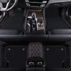 BLACK & RED STITCHING  BASE WITH BLACK CARPET DOUBLE LAYER CAR FLOOR MAT