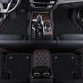 BLACK & RED STITCHING  BASE WITH BLACK CARPET DOUBLE LAYER CAR FLOOR MAT