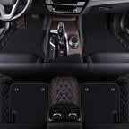 BLACK & RED STITCHING  BASE WITH BLACK CARPET DOUBLE LAYER CAR FLOOR MAT