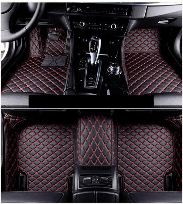 BLACK & RED DIAMOND STITCHING LUXURY CAR MATS