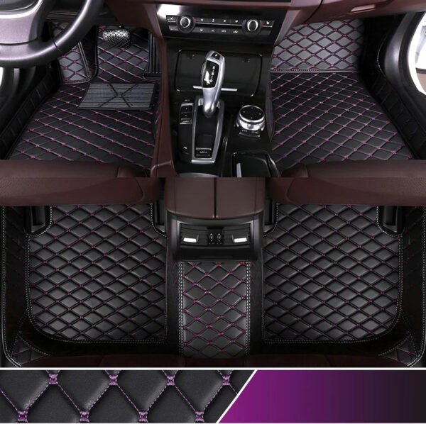 BLACK & PURPLE DIAMOND STITCHING LUXURY CAR MATS