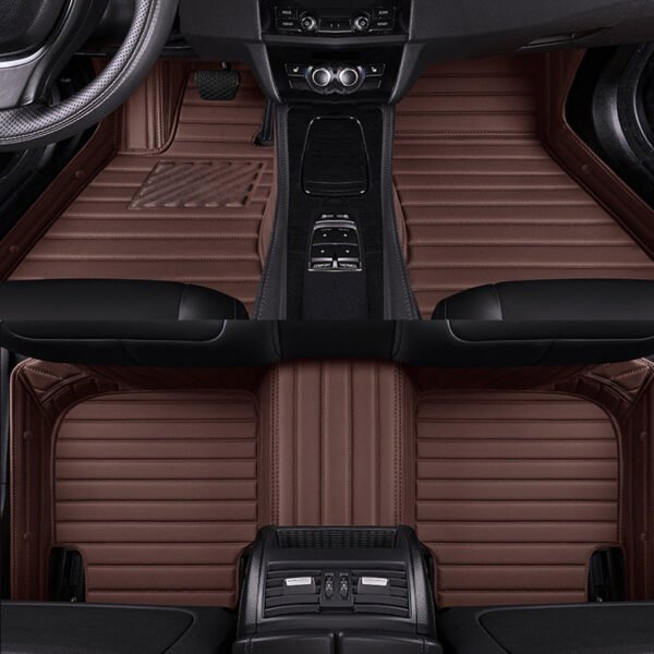 COFFEE STRIPE STITCHING LUXURY CAR MATS