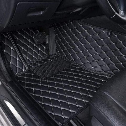 BLACK &WHITE DIAMOND STITCHING LUXURY CAR MATS