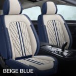 Beige & Blue Car Seat Covers