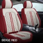 Beige & Red Car Seat Covers